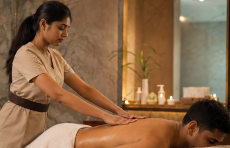 Hot stone body massage